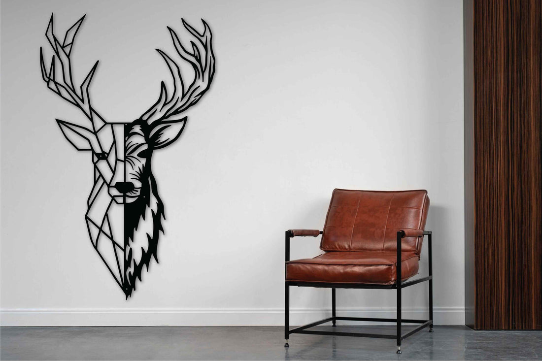 Alpha Stag Metal Wall Art - S ( + -487mm x 800mm) / Black