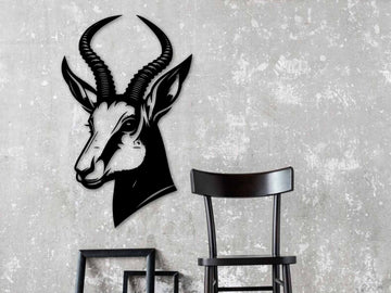 Springbok Head Metal Wall Art