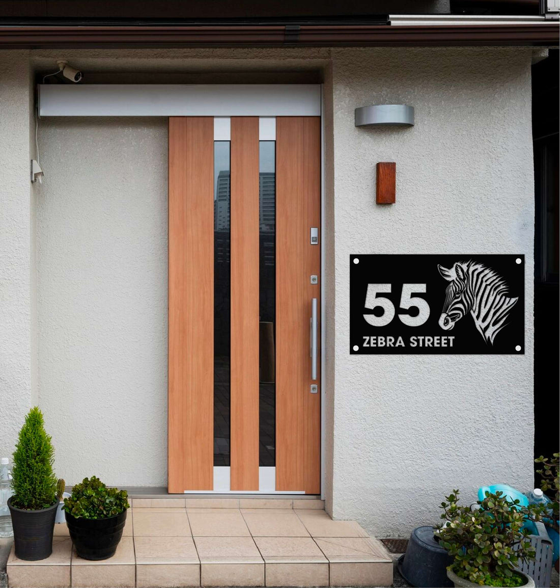Zebra Metal House Number