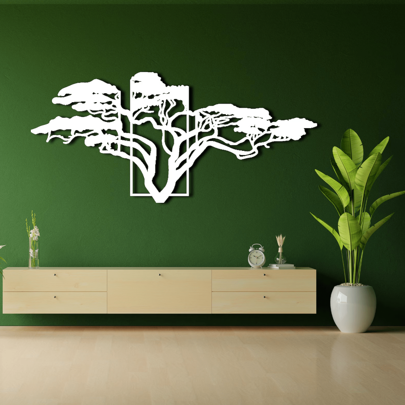 Acacia Tree Window Metal Artwork