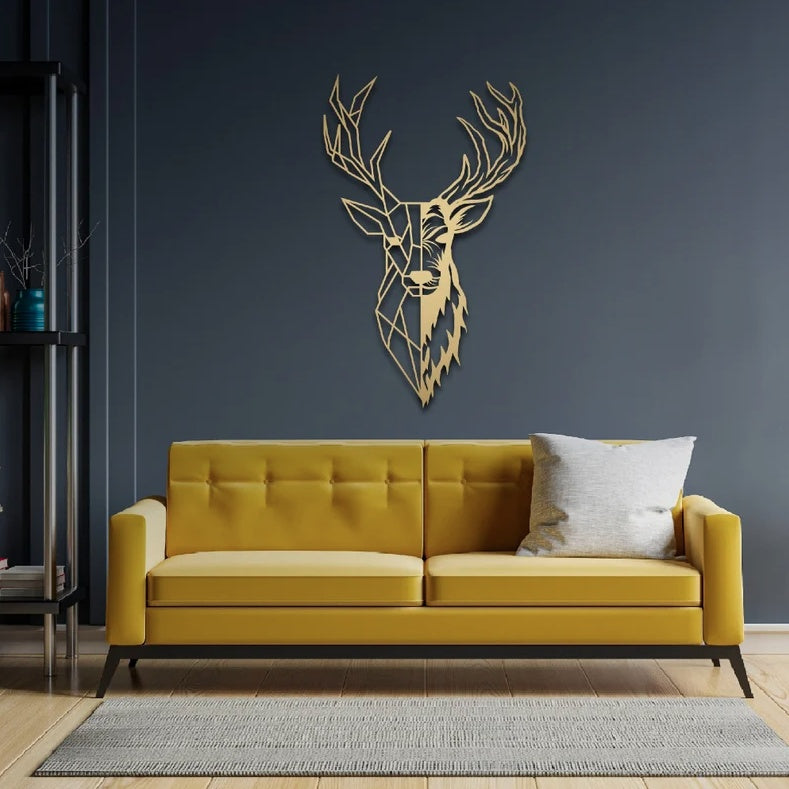 Alpha Stag Metal Wall Art - S ( + -487mm x 800mm) / Black