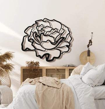 Blooming Flower Metal Wall Art - Black / S (400mm x + -345mm)