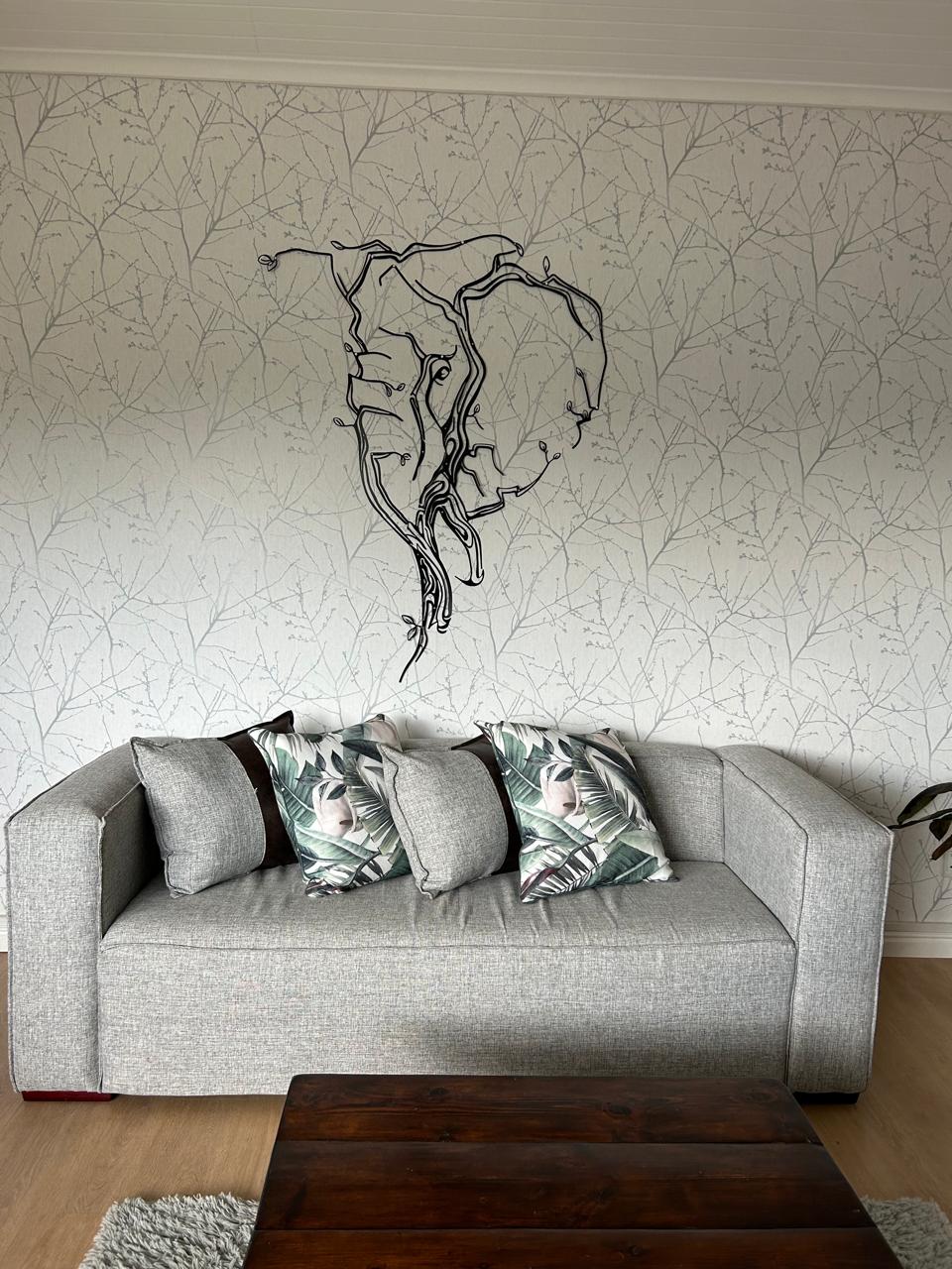Elephant Branch Metal Wall Art - L ( + -900mm x 1200mm) / Black