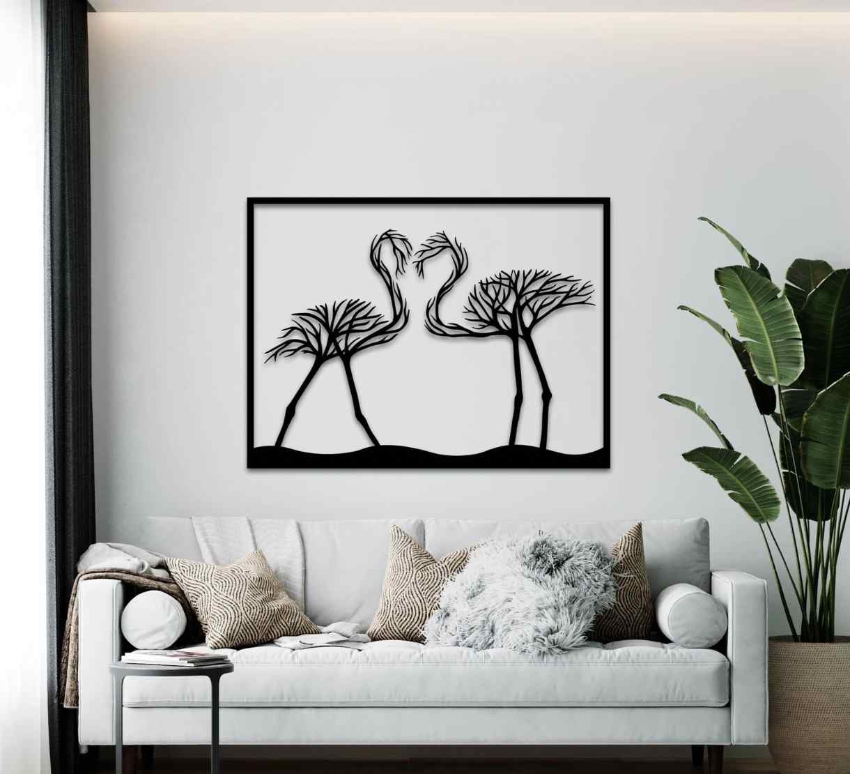 Flamingos Metal Wall Art - Black / M (800mm x + -598mm)