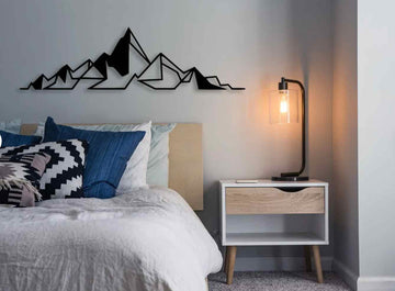 Geo Mountain Metal Wall Art - Black / S (550mm x + -156mm)