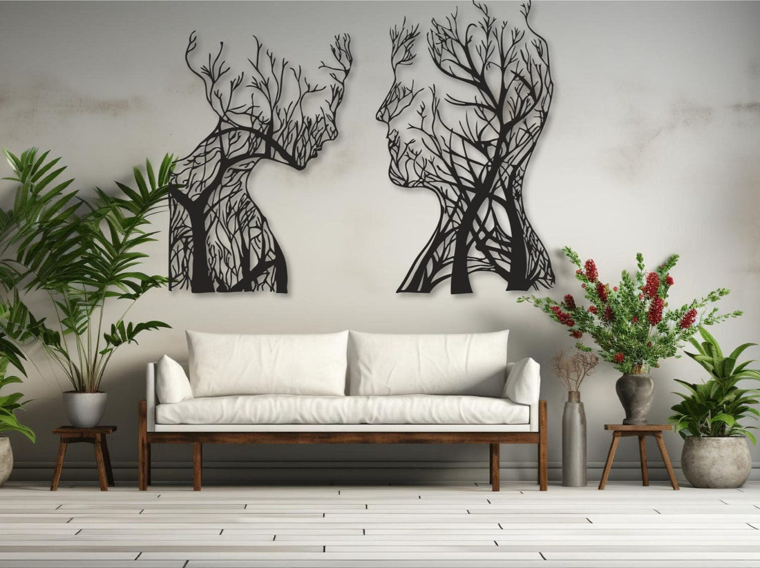 Human in Trees Rooted Metal Wall Art