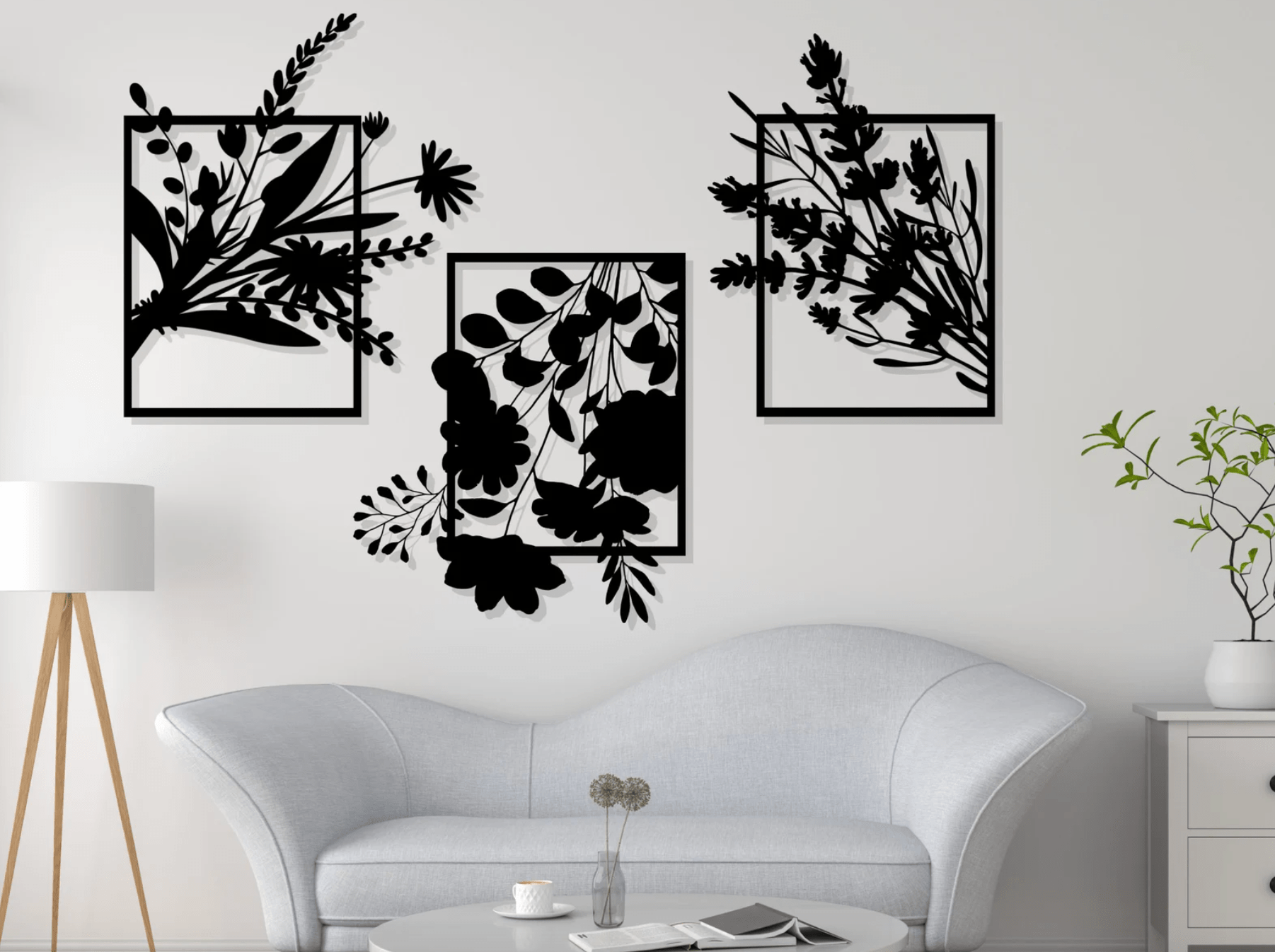 Karoo Flowers Metal Wall Art - Black / M (800mm x + -562mm)