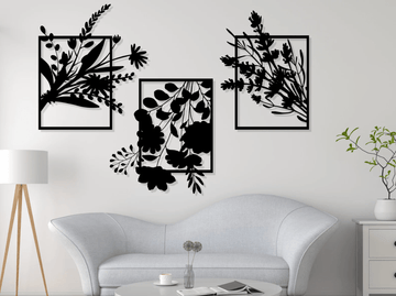 Karoo Flowers Metal Wall Art - Black / M (800mm x + -562mm)