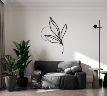 Leaf and Sun Metal Wall Art - Black / S ( + -273mm x 400mm)