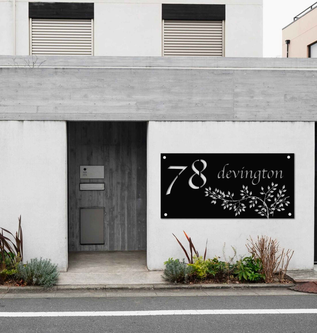 Leafy Branch Metal House Number