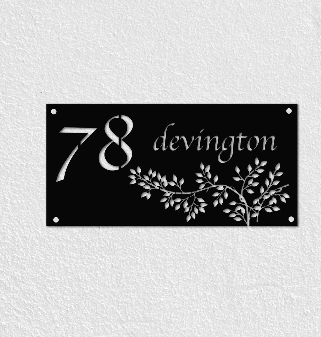 Leafy Branch Metal House Number