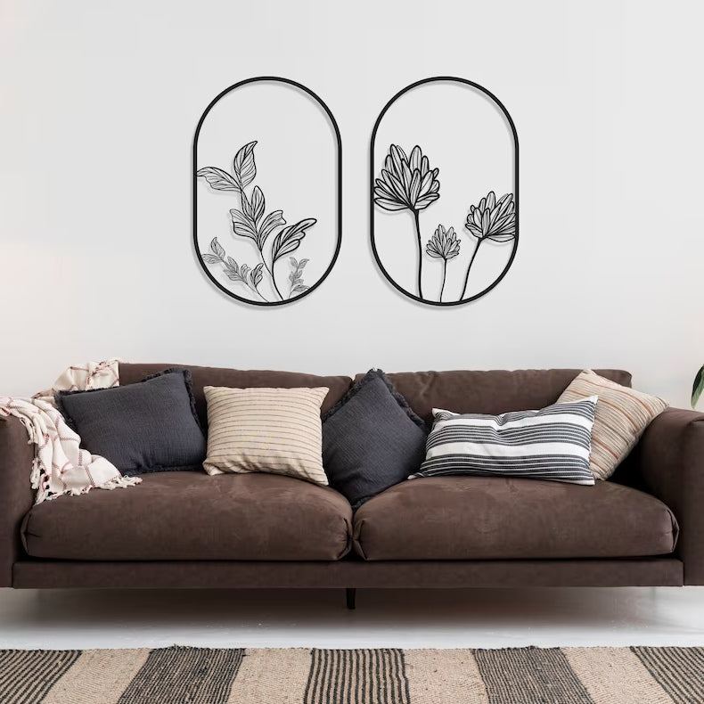 Leafy View Metal Wall Art - Black / L (1200mm x + -846mm)