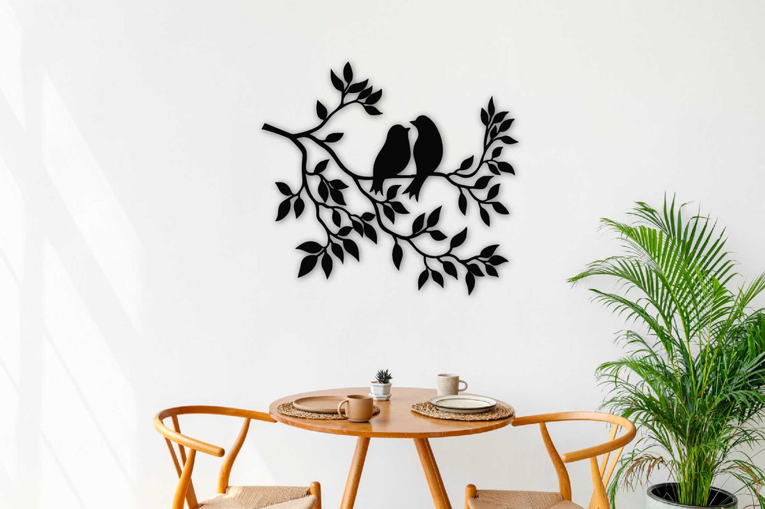 Love Birds Metal Wall Art - S ( + -350mm x 319mm) / Black