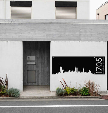 New York Metal House Number Mockup