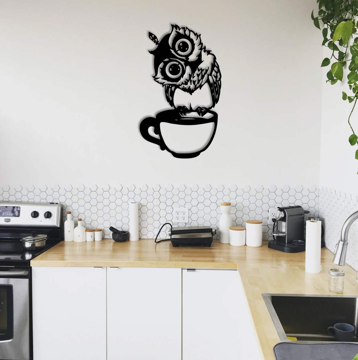 Owl Metal Wall Art - Black / S ( + - 335mm x 550mm)