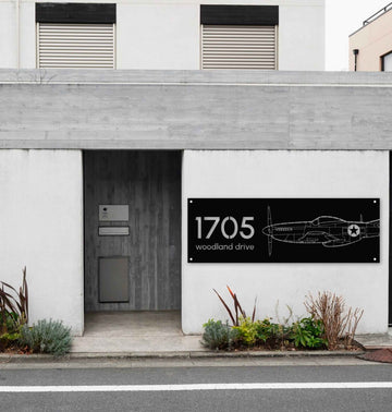 p51 Mustang Metal House Number Mockup