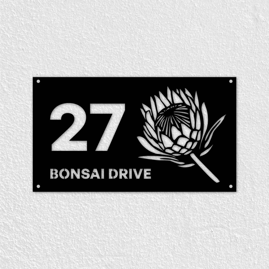 Protea Flower Metal House Number D2