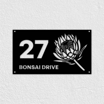 Protea Flower Metal House Number D2