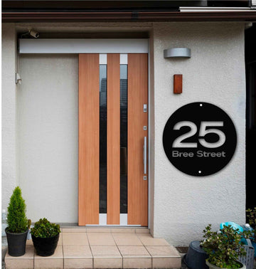 Round Modern Metal House Numbers Mockup