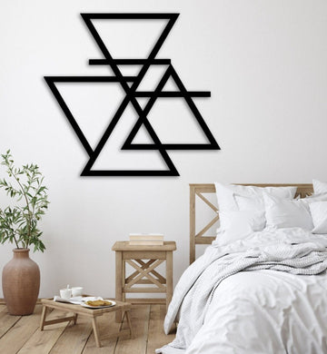 3 Triangles Connected Metal Wall Art - Black / S (400mm x + -366mm)