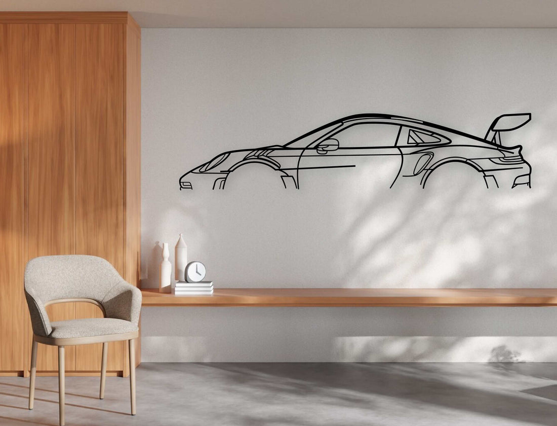 911 GT3 RS Silhouette Metal Wall Art