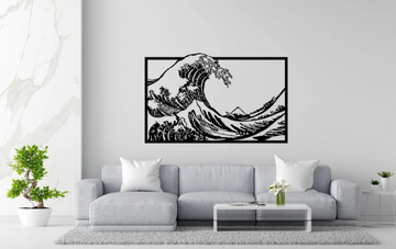 Hokusai Wave in Frame Metal Wall Art