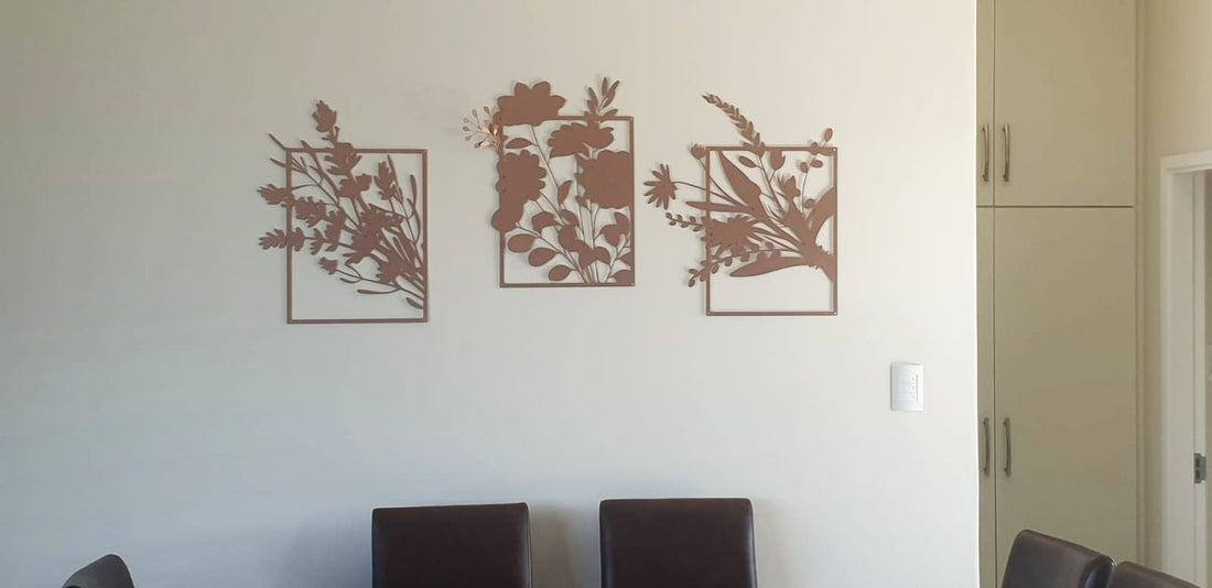 Karoo Flowers Metal Wall Art - Black / M (800mm x + -562mm)