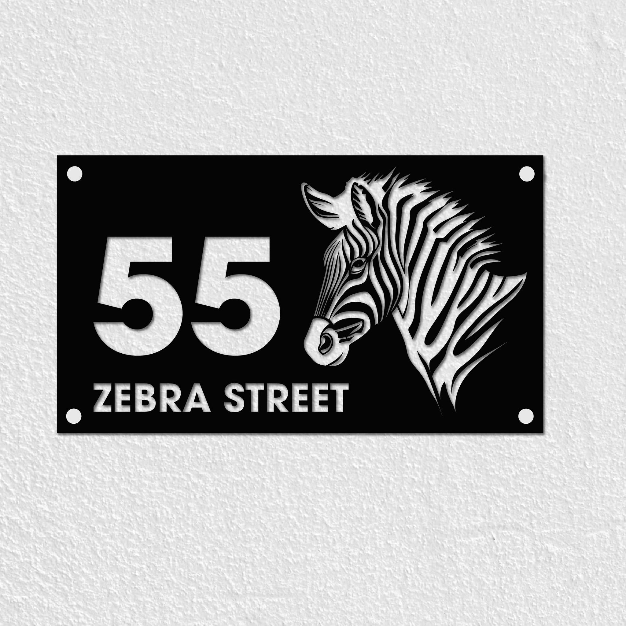 Zebra Metal House Number