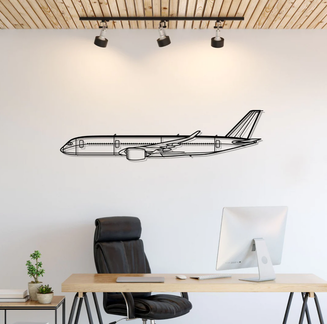 A350 Metal Wall Art - Black / S (800mm x + -197mm)