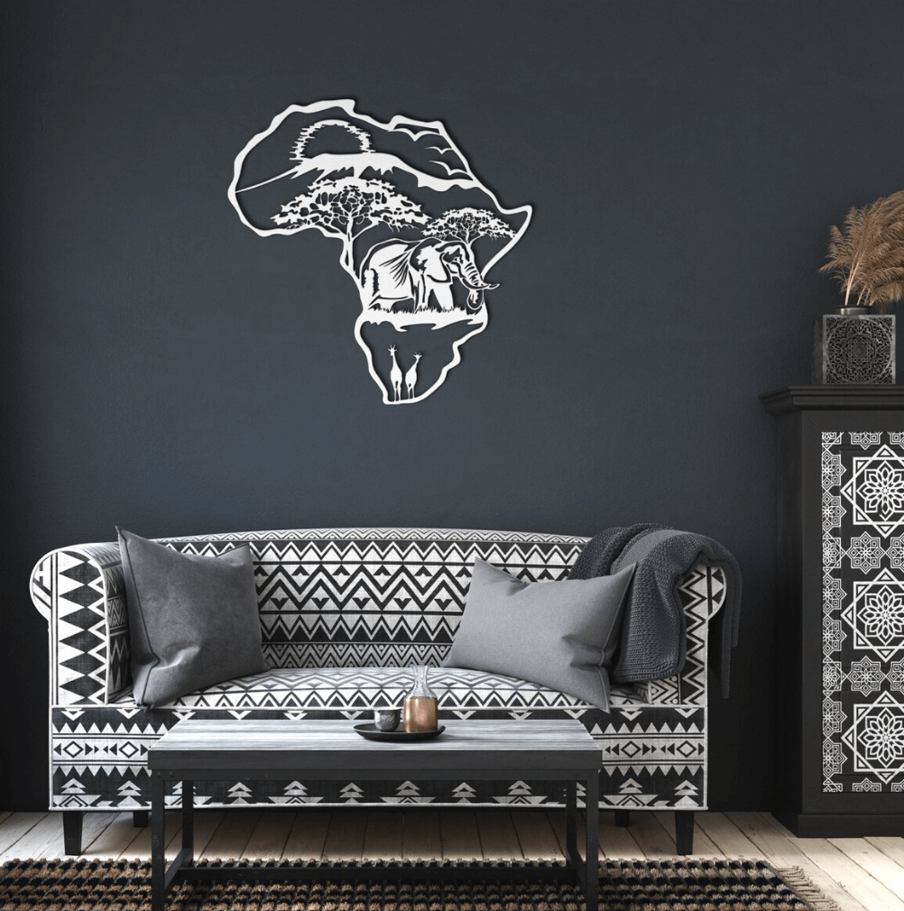 Africa in Africa Metal Wall Art - S (600mm 600mm) / Black