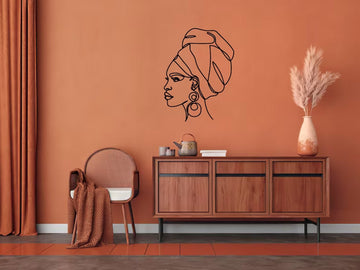 African Woman’s Face Metal Wall Art - S ( + -310mm x 400mm) / Black