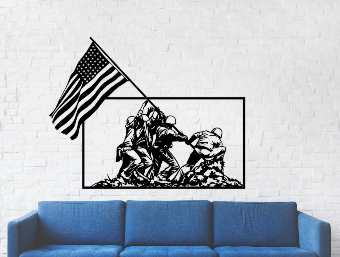 Battle of Iwo Jima Metal Wall Art - S(800mm x 620mm) / Black