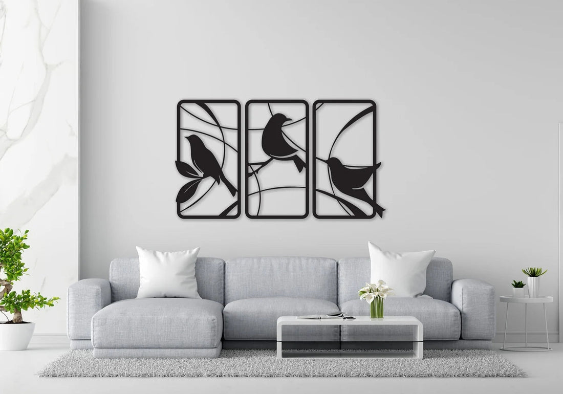Birds of Paradise Metal Wall Art - Black / M (800mm x + -457mm)