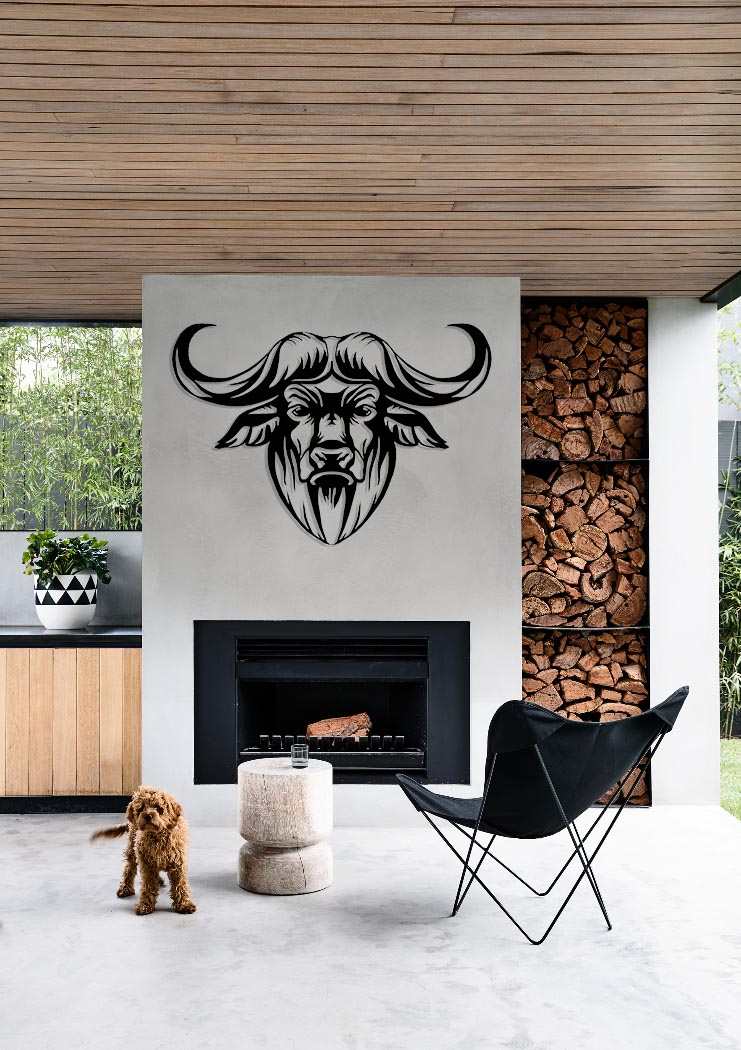 Buffalo Metal Wall Art - XS (350mm x + -242mm) / Black