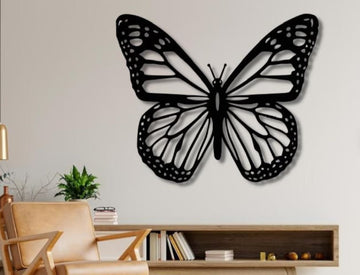 Butterfly Metal Wall Art - Black / M (800mm x + -648mm)