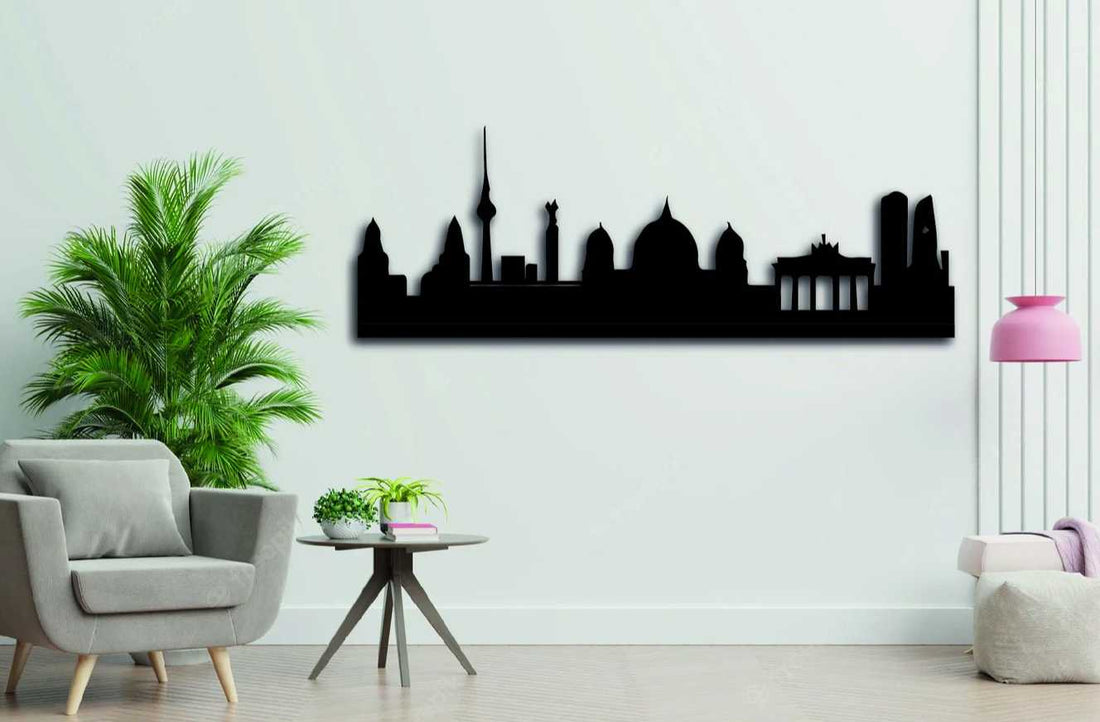City Skyline Metal Wall Art - Black / S (400mm x + -144mm)