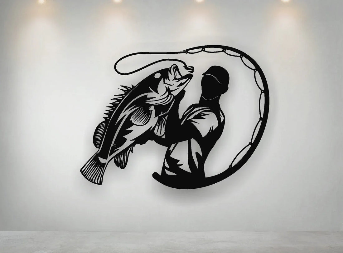 Fisherman Metal Wall Art - Black / XS (385mm x + -293mm)