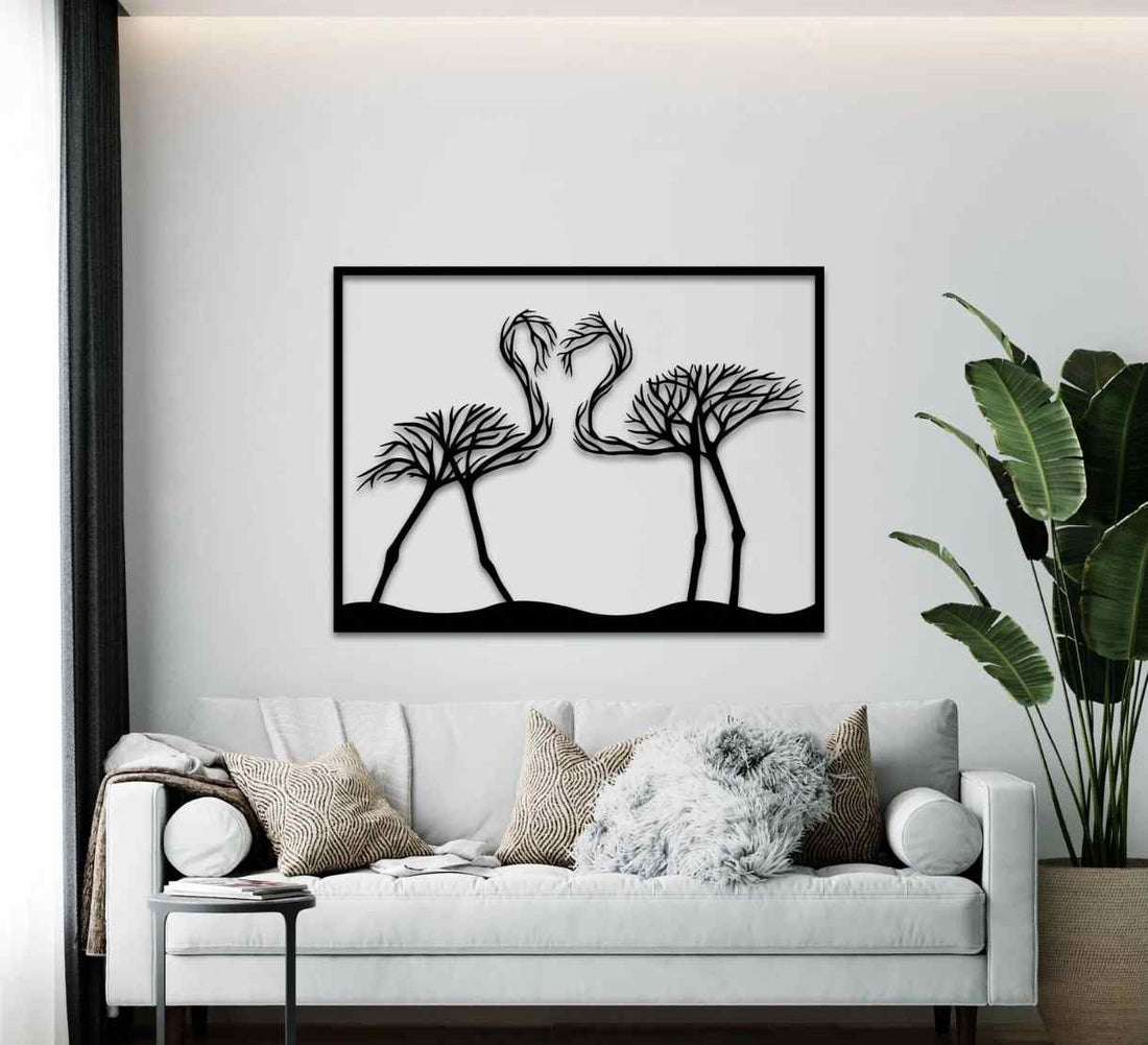 Flamingos Metal Wall Art - Black / M (800mm x + -598mm)