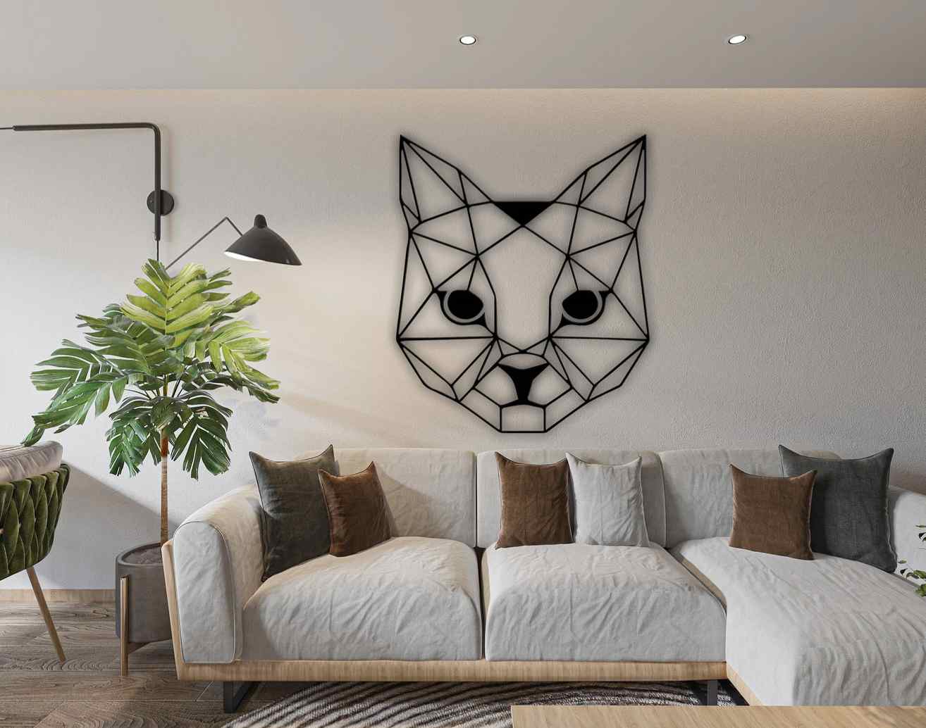 Geometric Cat Metal Wall Art - Black / S ( + -340mm x 400mm)
