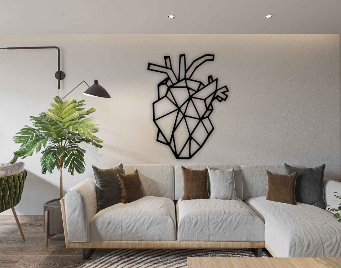 Geometric Heart Metal Wall Art - Black / S ( + -310mm x 400mm)