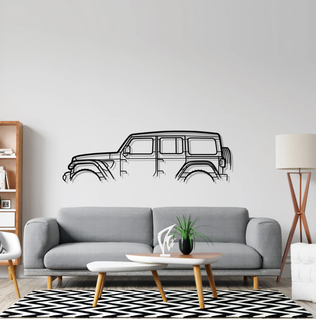 Jeep Wangler Metal Wall Art - Black / S (800mm x + -248mm)