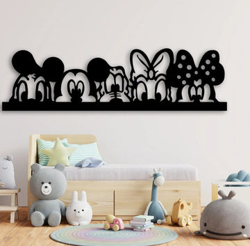 Mickey Mouse & Friends Metal Wall Art - Black / S (400mm x + -110mm)