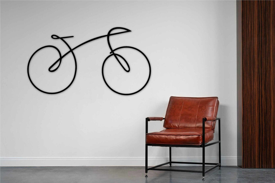 Minimalist Bicycle Metal Wall Art - S ( + -550mm x 303mm) / Black