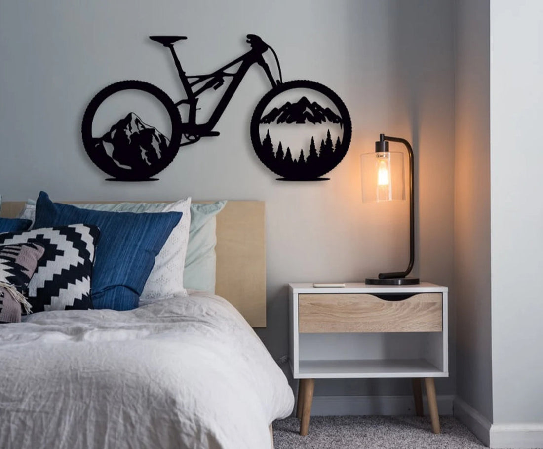 Mountain Bike Metal Wall Art - Black / M (800mm x + -436mm)
