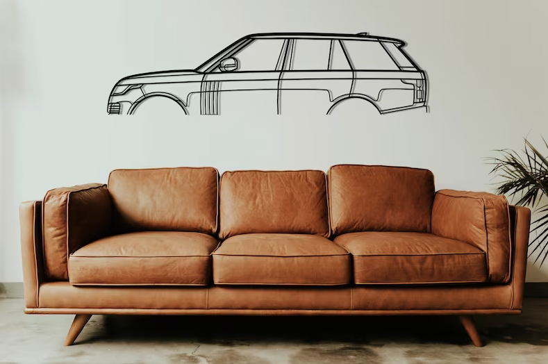 Range Rover Vogue Metal Wall Art - Black / S (800mm x 213mm)