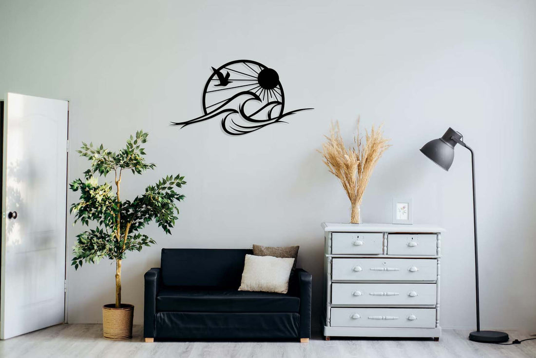 Sunrise Surfer Metal Wall Art - Black / S (550mm x + -289mm)
