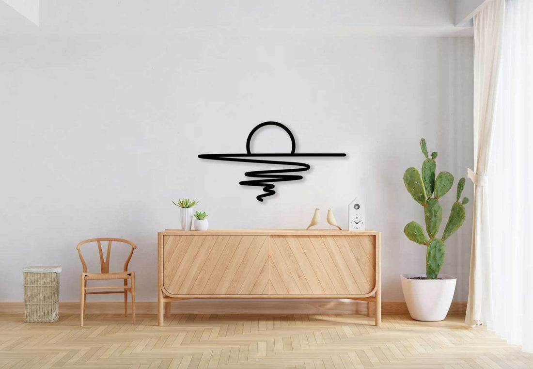 Sunset at Sea Metal Wall Art - Black / S (400mm x + -218 mm)