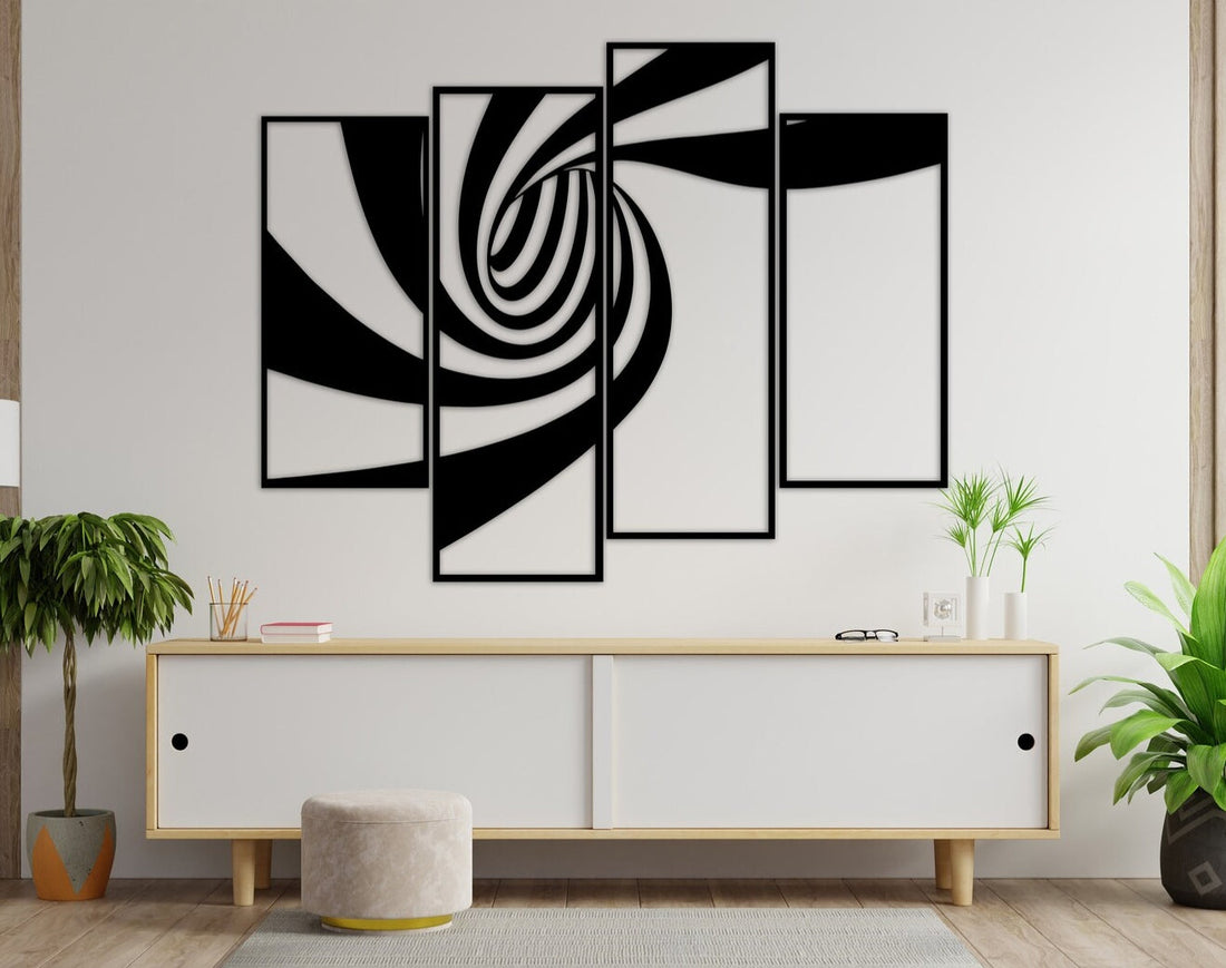 Swirl Illusion Metal Wall Art - Black / M (800mm x + -627mm)