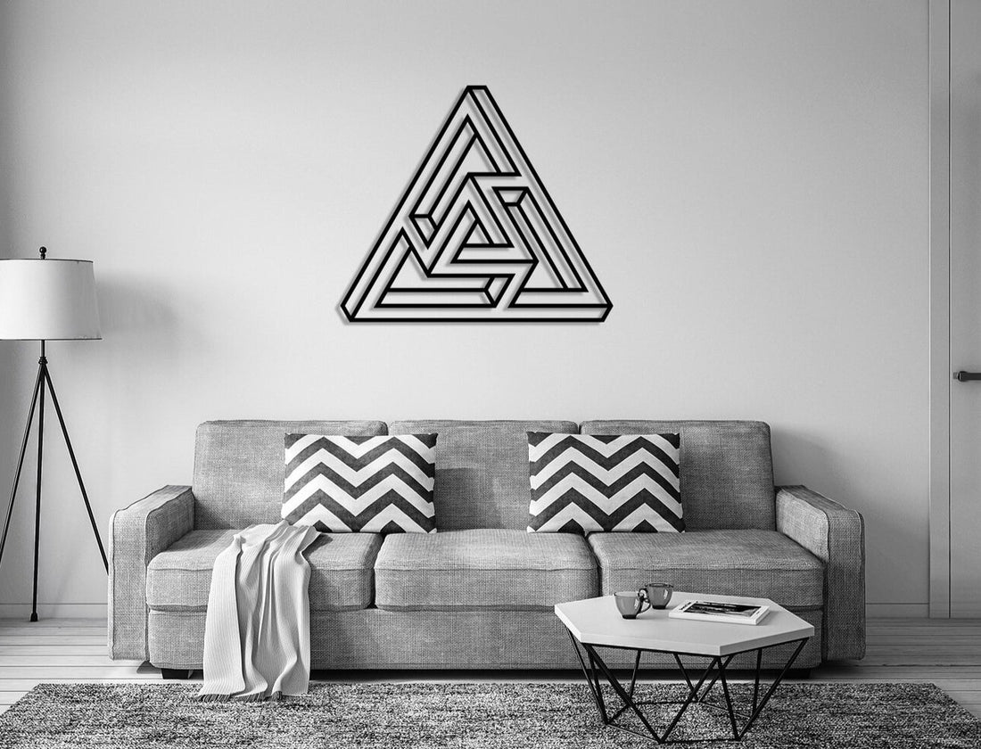 Triangle Illusion 2 Metal Wall Art - Black / S (400mm x + -344mm)
