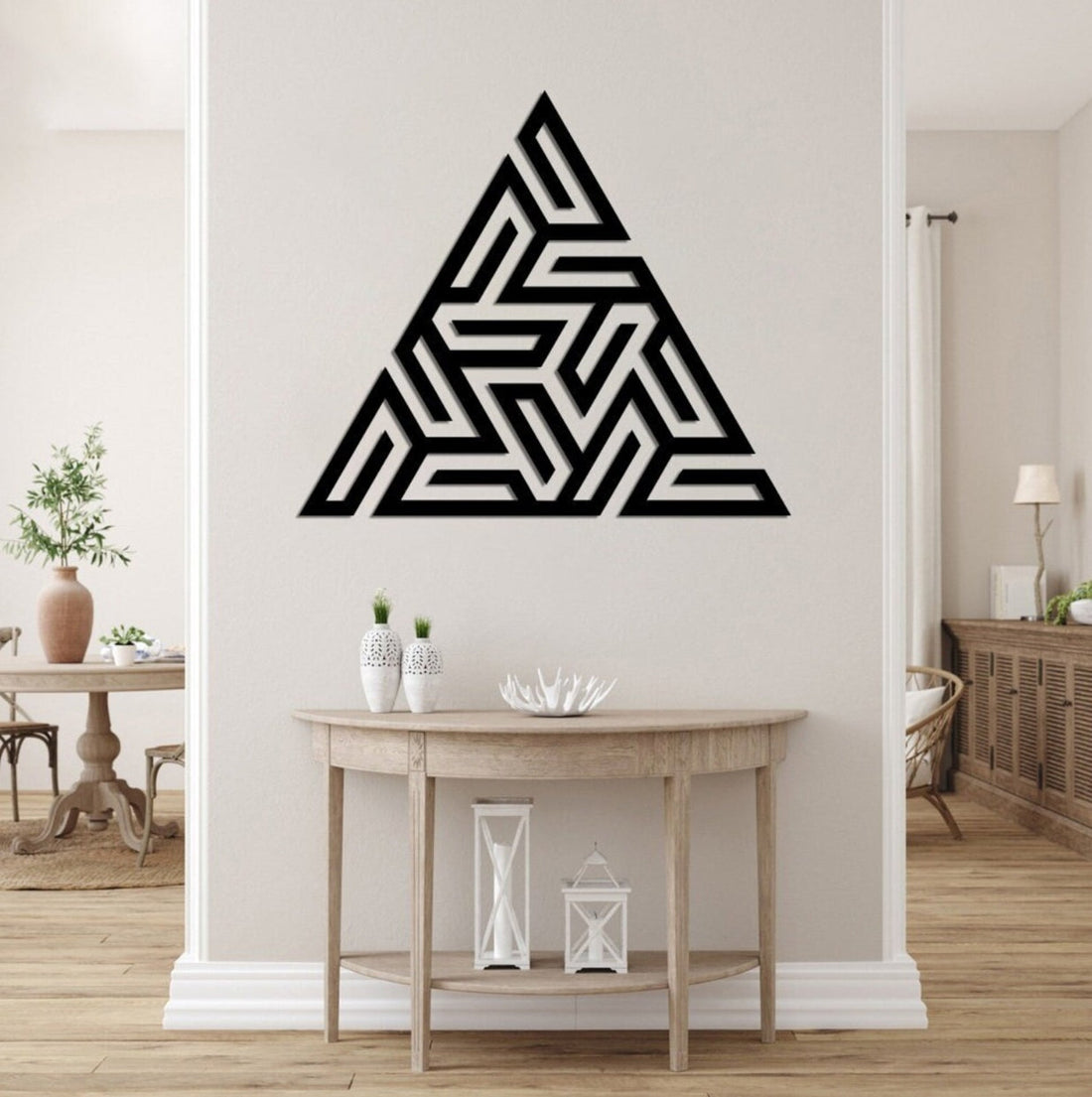 Triangle Illusion Metal Wall Art - Black / S (400mm x + -344mm)